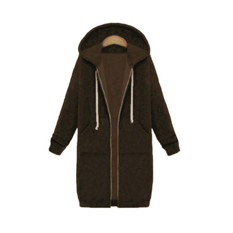 Damen Langer Kapuzenpullover - Mit Reißverschluss