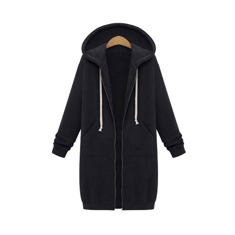 Damen Langer Kapuzenpullover - Mit Reißverschluss