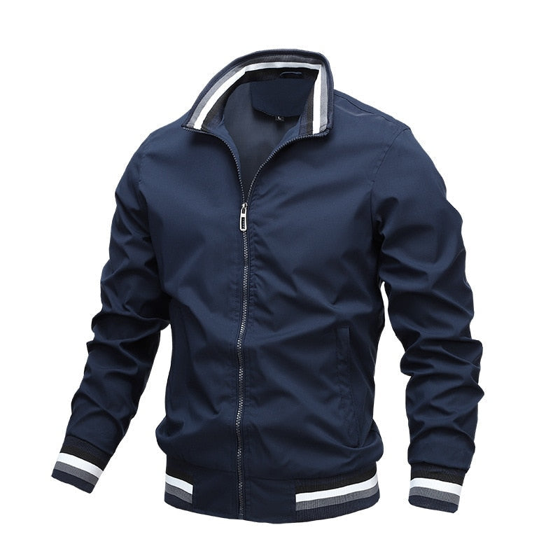 Men's Varsity Bomber Jacket - Striped Collar & Cuffs