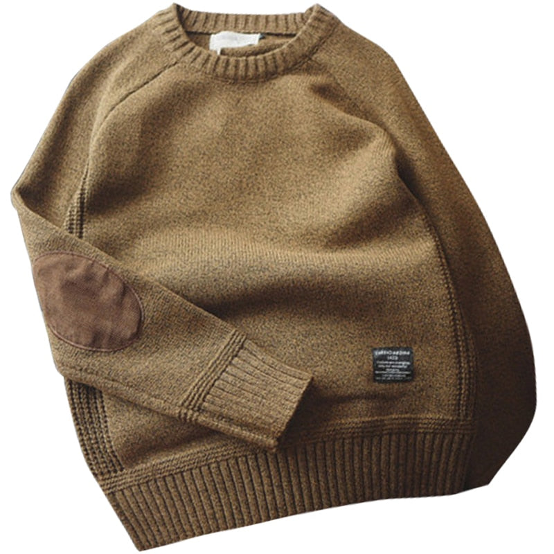 Herren Strickpullover mit Ellbogenflicken - Lockere Passform
