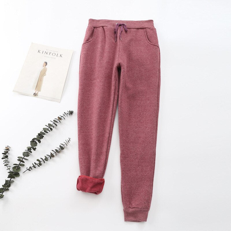 Pantalones de jogging térmicos para mujer - Forro cálido con cordón