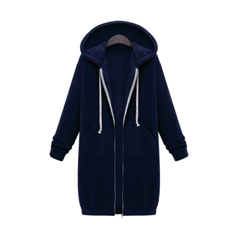 Damen Langer Kapuzenpullover - Mit Reißverschluss