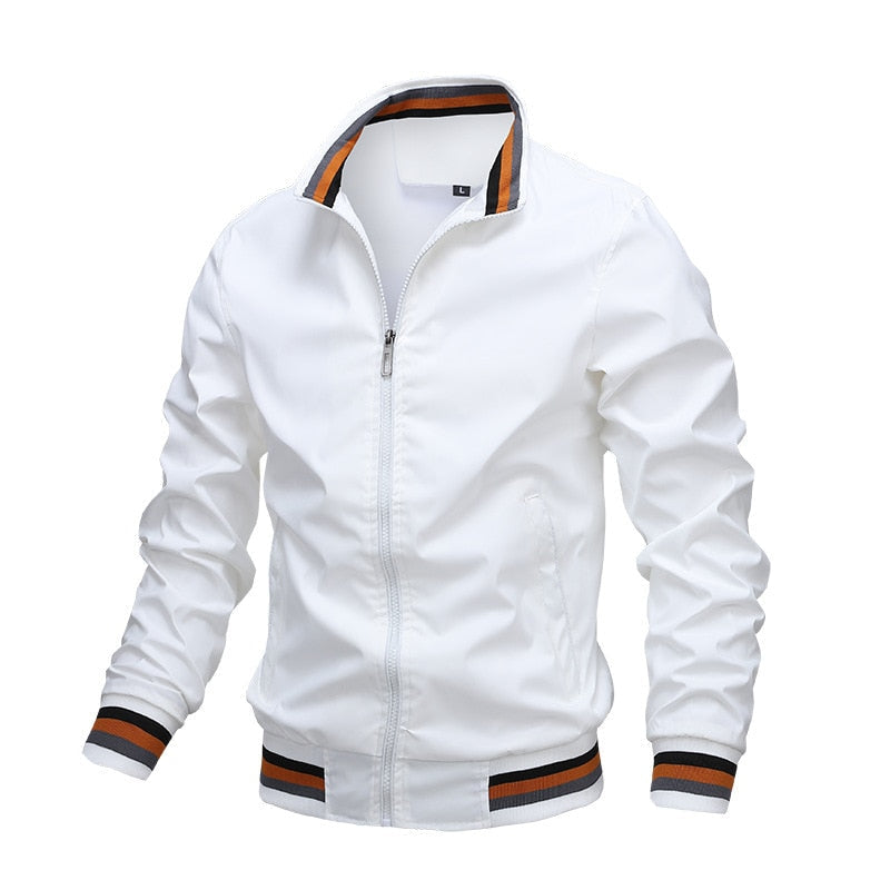 Men's Varsity Bomber Jacket - Striped Collar & Cuffs
