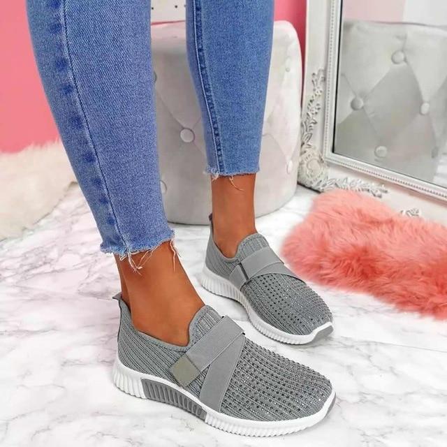 Damen Slip On Sneaker - Atmungsaktives Mesh mit elastischen Riemen