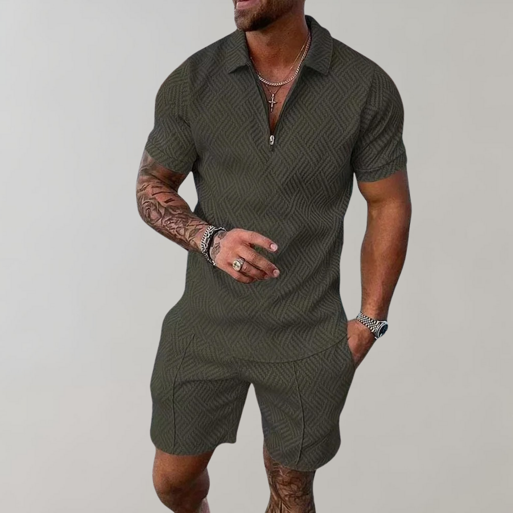 Set elegante di polo e pantaloncini per uomo