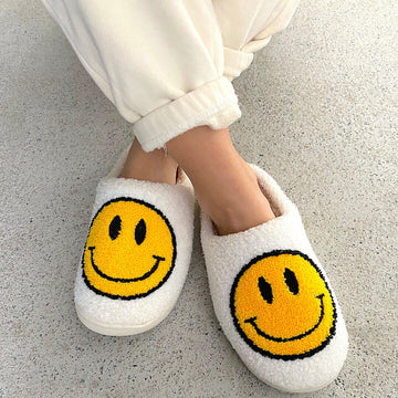 Warme Fleece-Hausschuhe mit Smiley-Design für Damen | Sofia