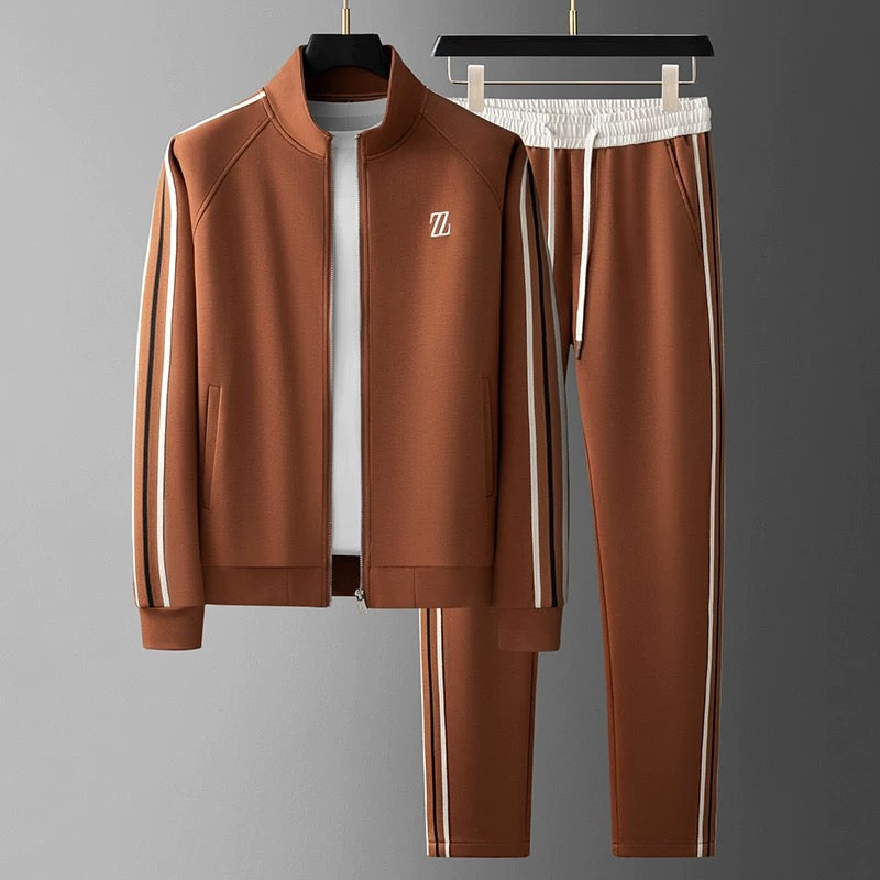Herren Gestreifter Trainingsanzug - Reißverschluss-Jacke & Jogginghose