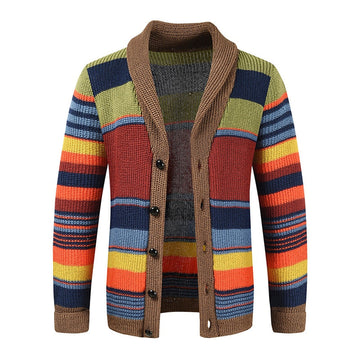 Herren-Strick-Cardigan - Mehrfarbig im Vintage-Streifen-Stil