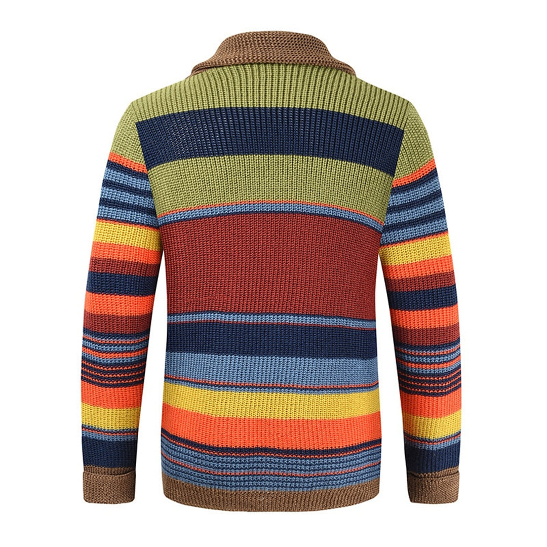 Herren-Strick-Cardigan - Mehrfarbig im Vintage-Streifen-Stil