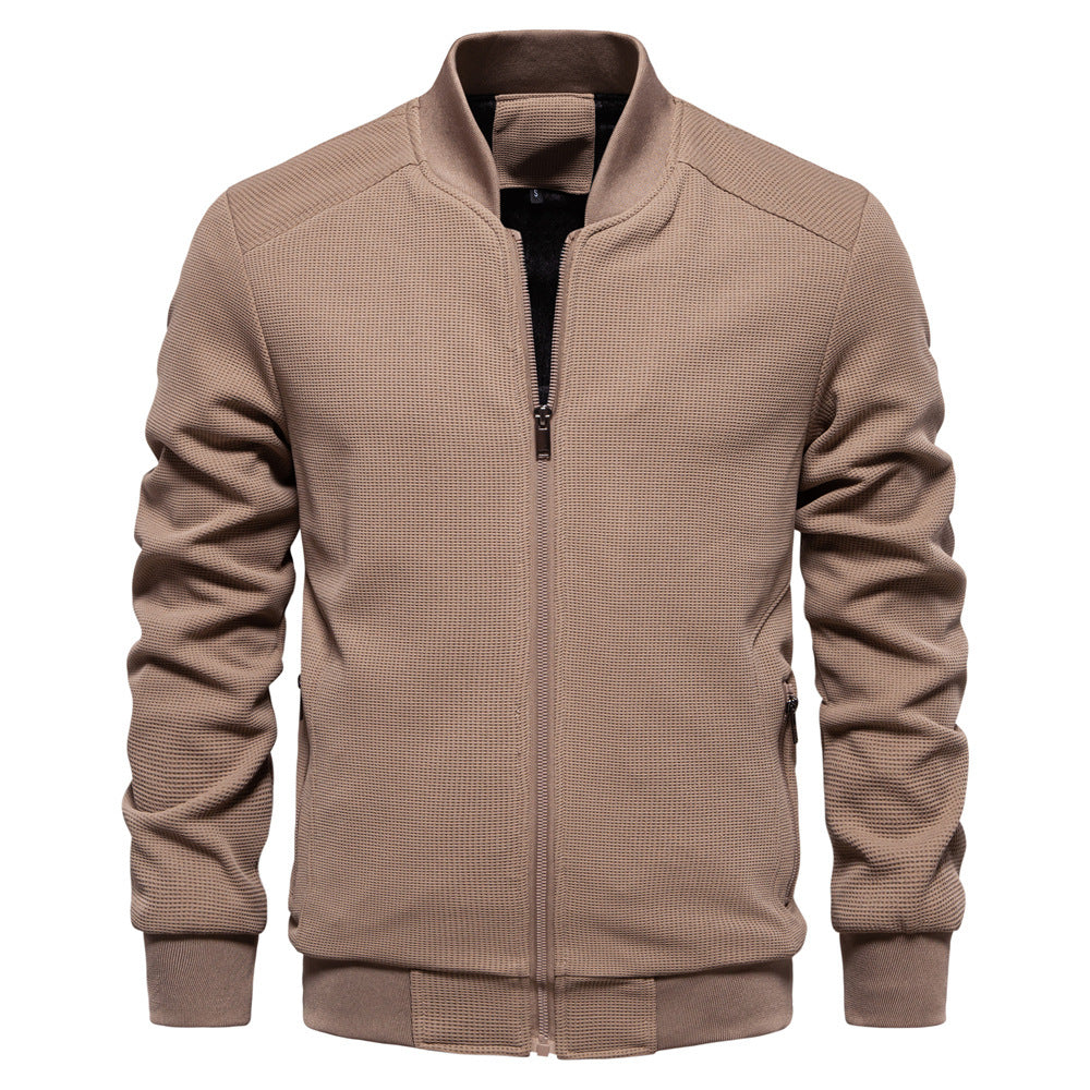 Men's bomber jacket – waffle knit with zippered pockets