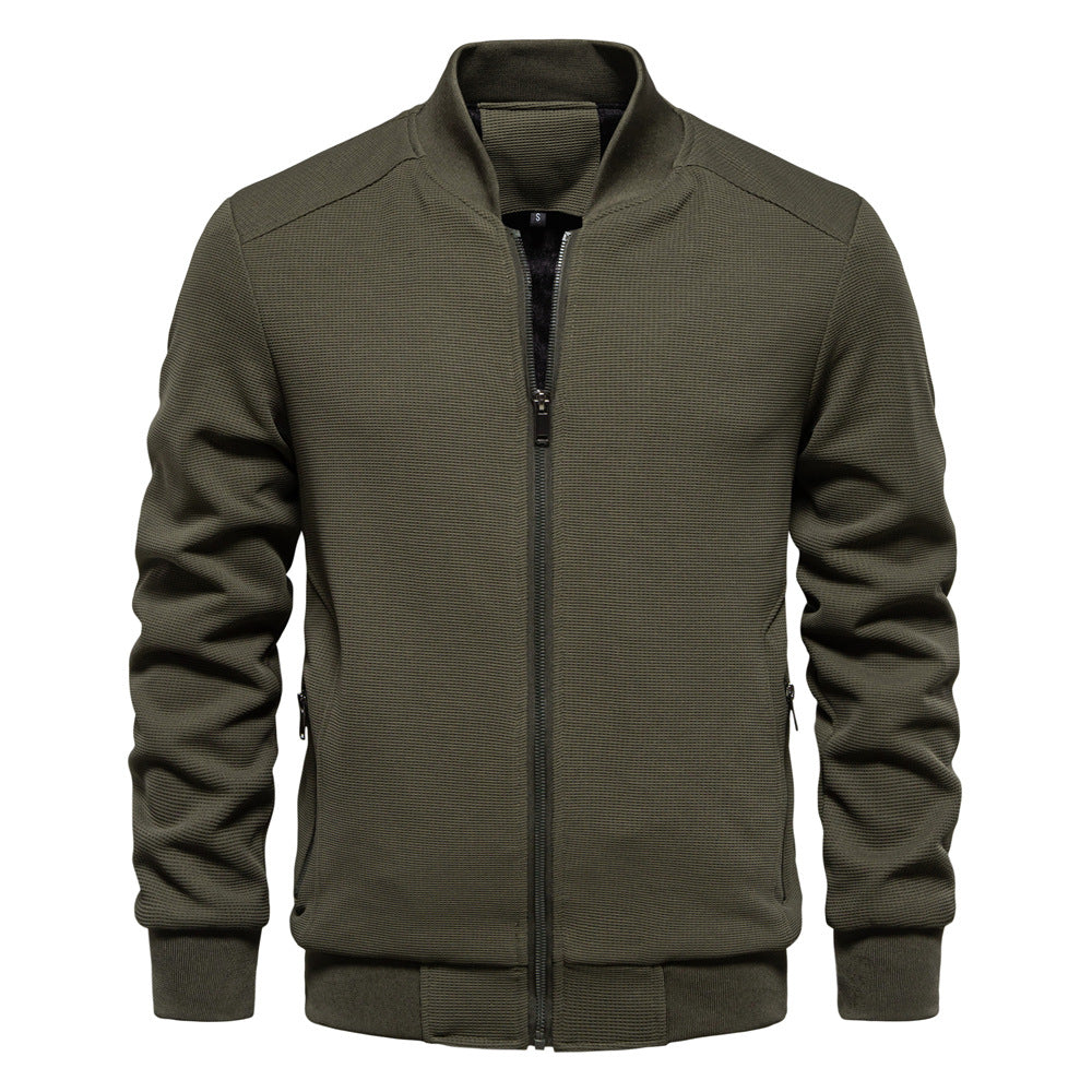 Men's bomber jacket – waffle knit with zippered pockets