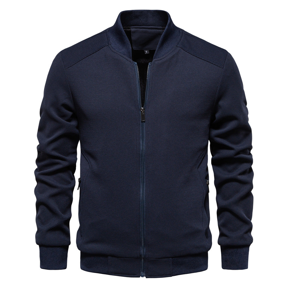 Men's bomber jacket – waffle knit with zippered pockets