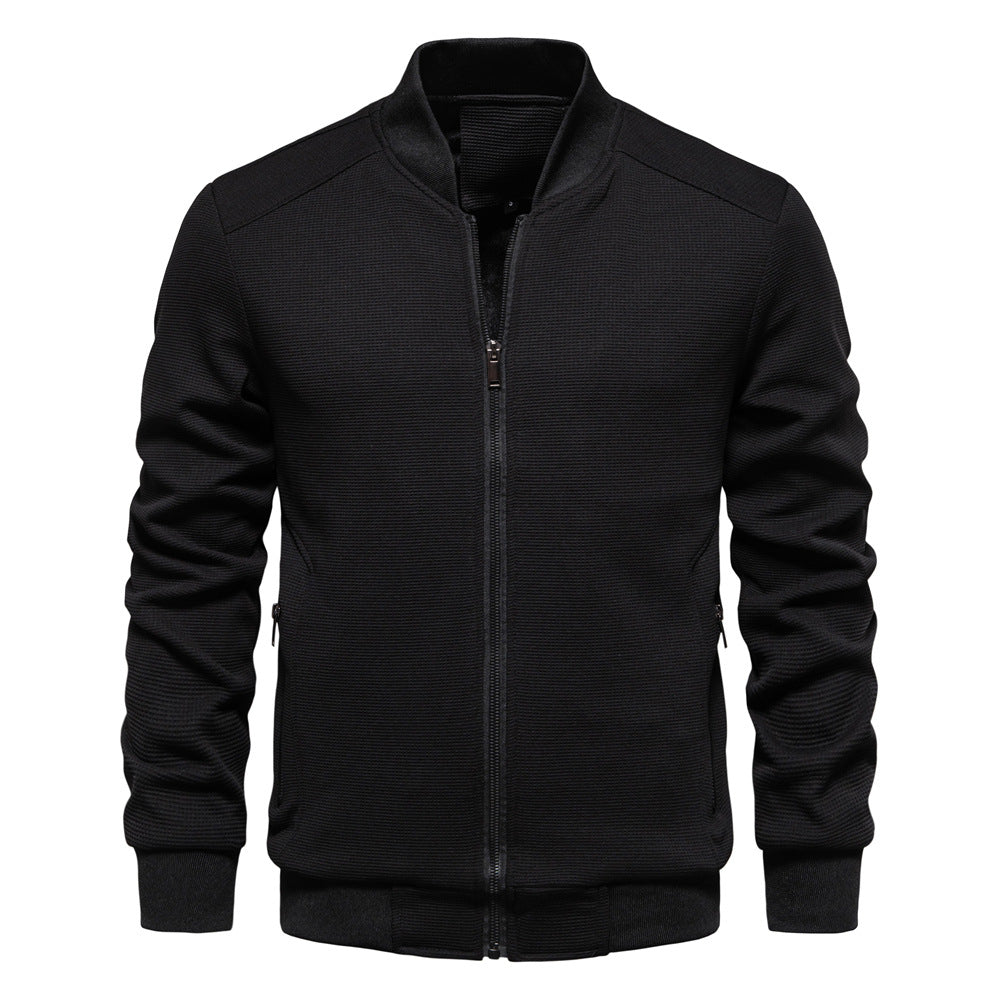 Men's bomber jacket – waffle knit with zippered pockets