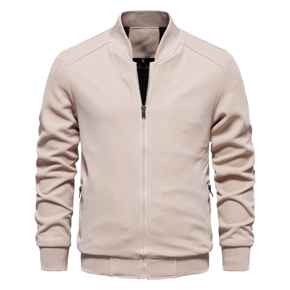 Men's bomber jacket – waffle knit with zippered pockets