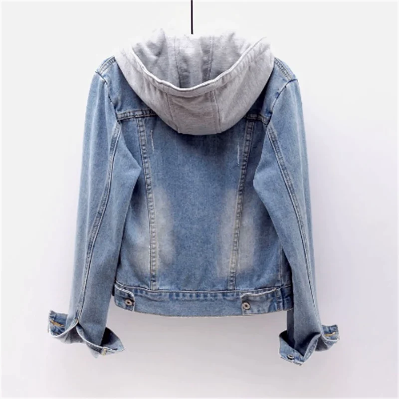 Women's denim jacket with hood - warm and stylish