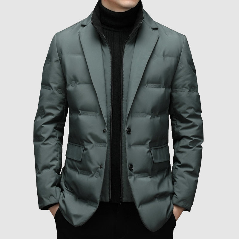 Men's Winter Quilted Jacket - Tailored Fit & Notch Lapel