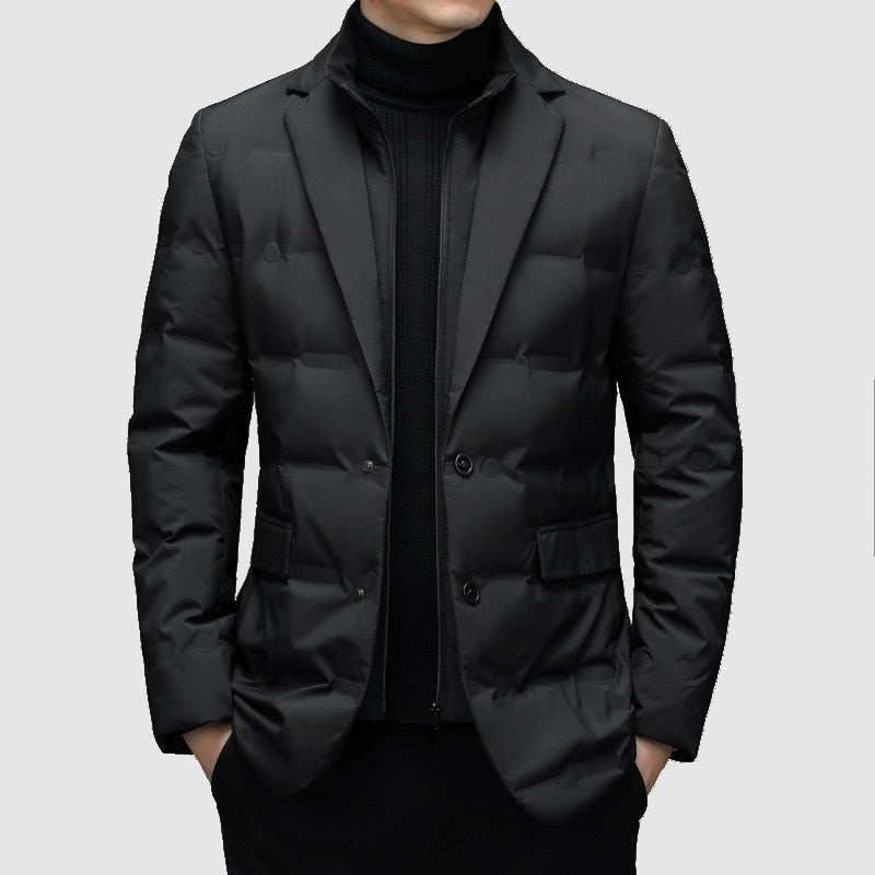 Men's Winter Quilted Jacket - Tailored Fit & Notch Lapel