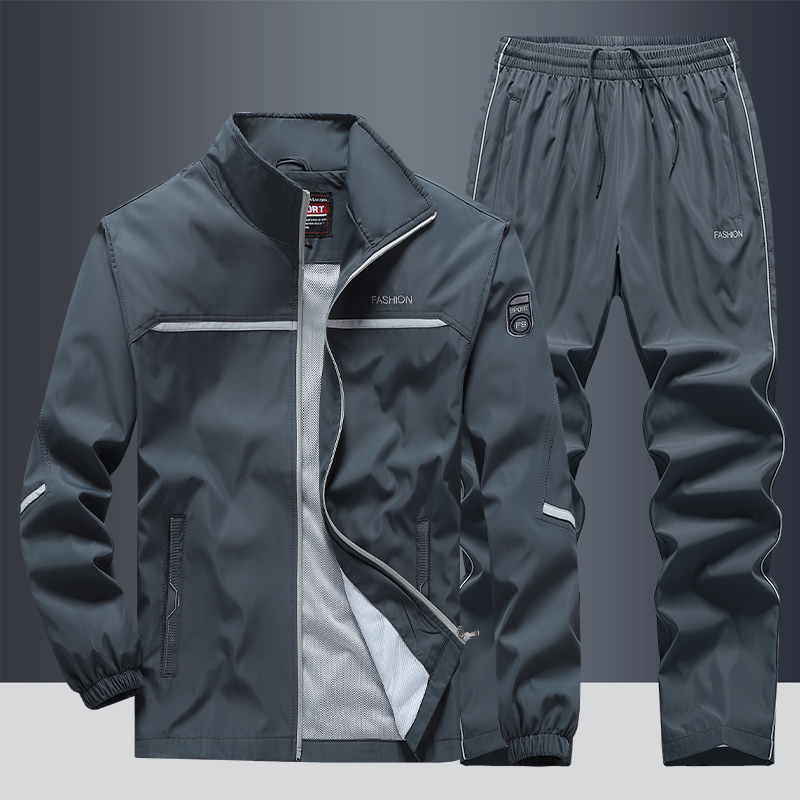 Herren Windbreaker Stil Trainingsanzug Set - Jacke mit Reißverschluss & Jogger