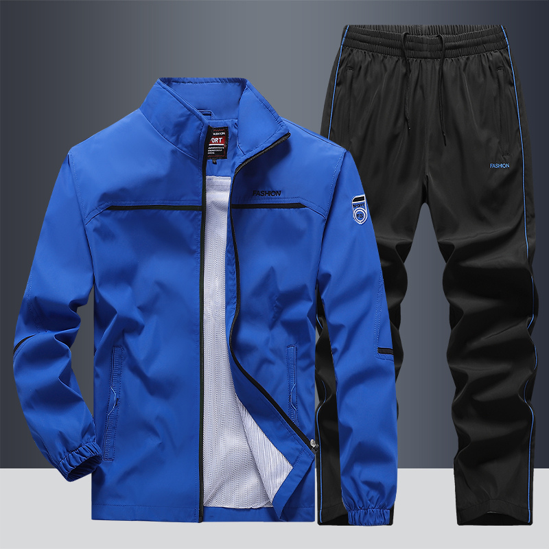 Herren Windbreaker Stil Trainingsanzug Set - Jacke mit Reißverschluss & Jogger