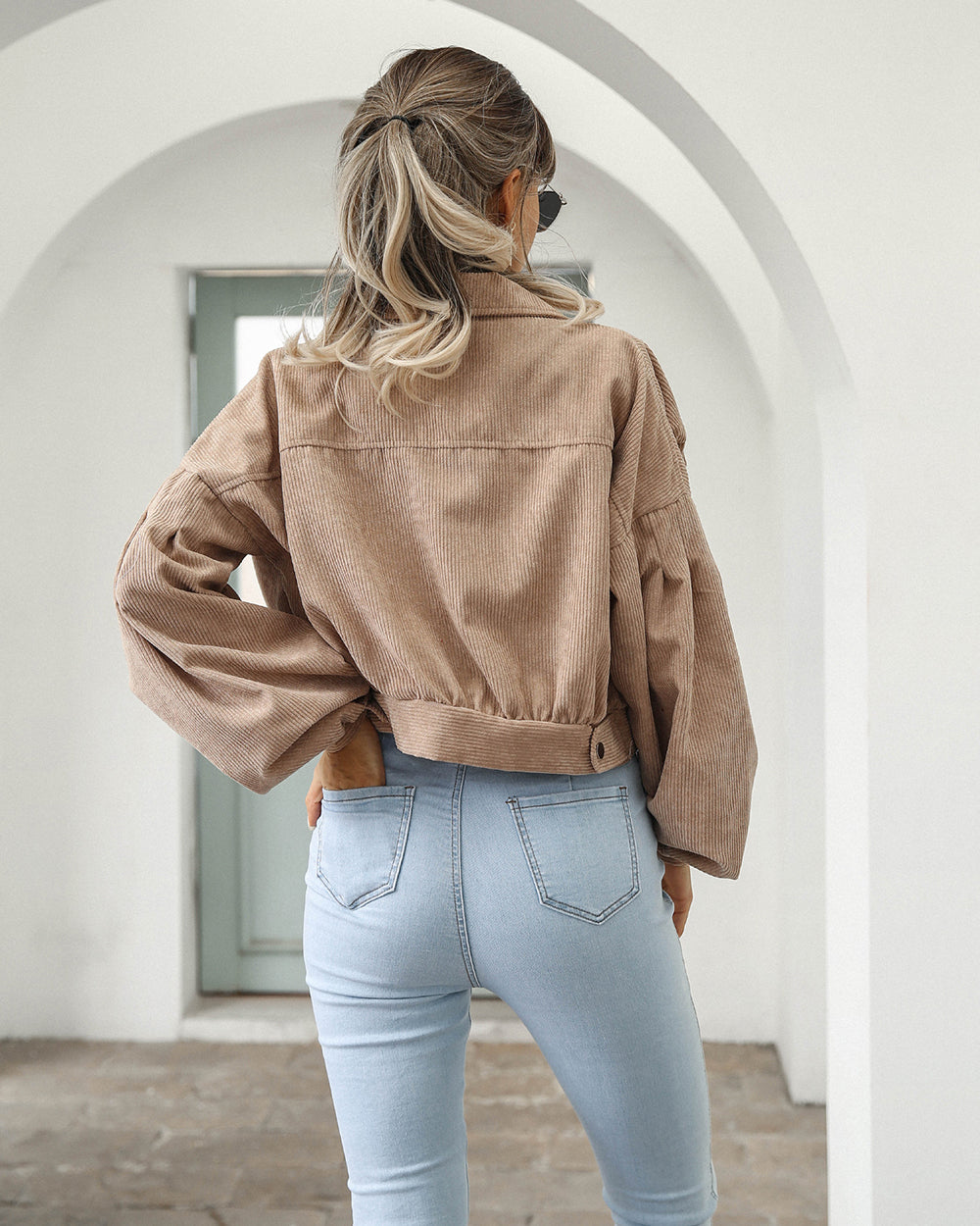 Women's Short Denim Jacket - Elegant Corduroy Style