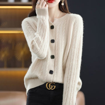 Damen Zopfmuster-Strickjacke – Gemütliche Oberbekleidung