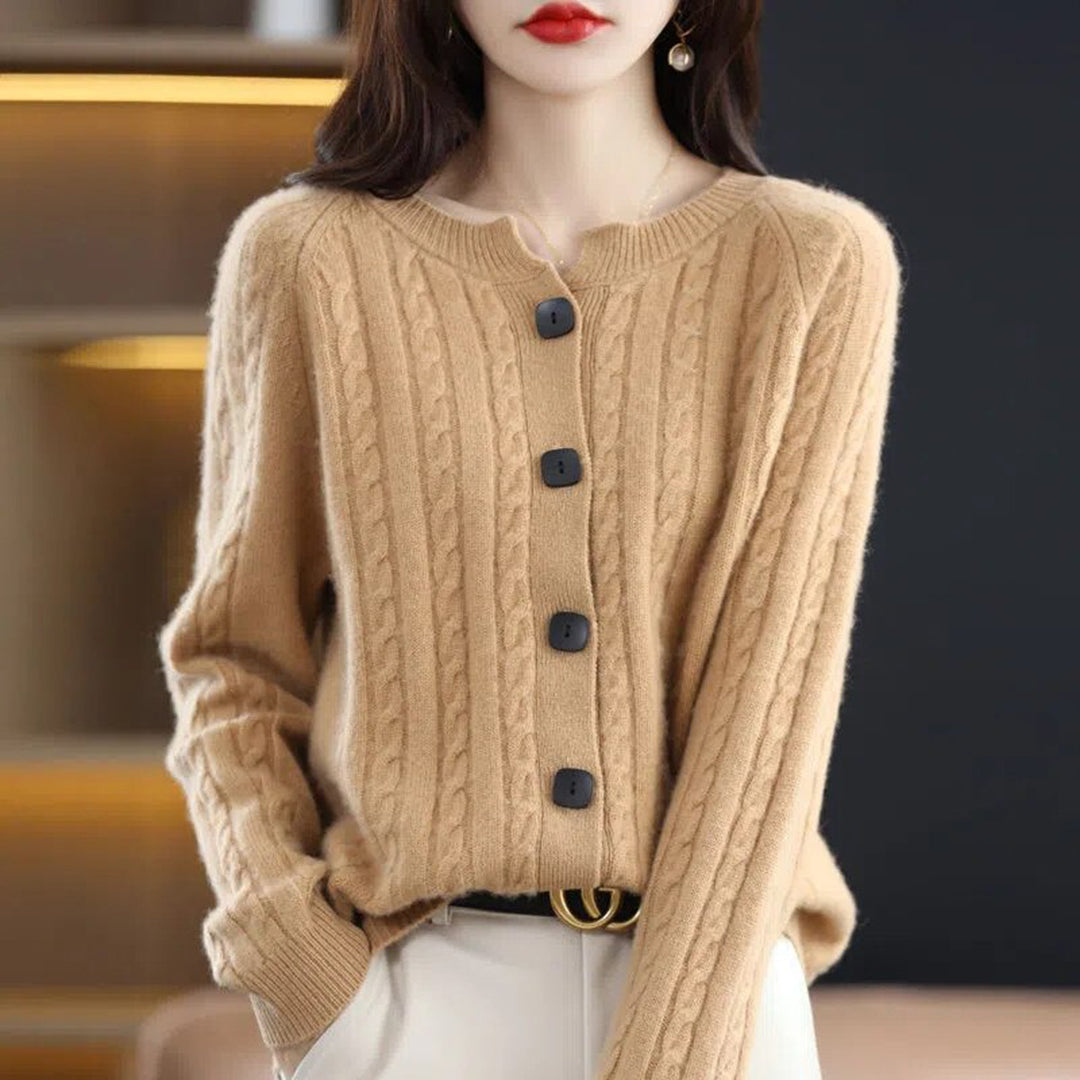 Damen Zopfmuster-Strickjacke – Gemütliche Oberbekleidung