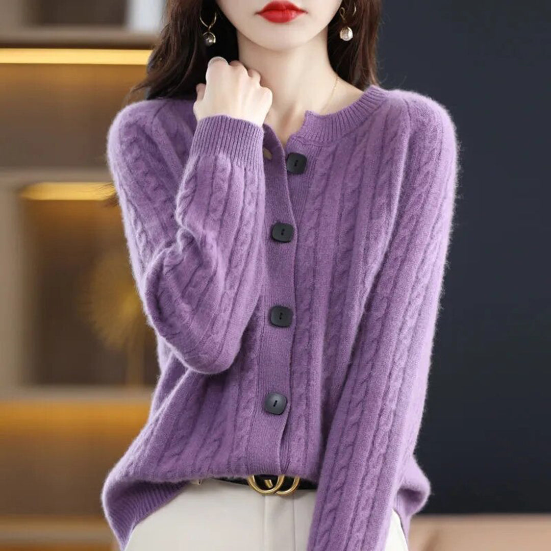 Damen Zopfmuster-Strickjacke – Gemütliche Oberbekleidung