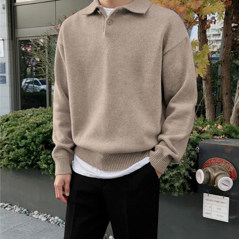 Herren Strick-Polo-Pullover – Entspannte Passform mit Kragen-Knopfleiste