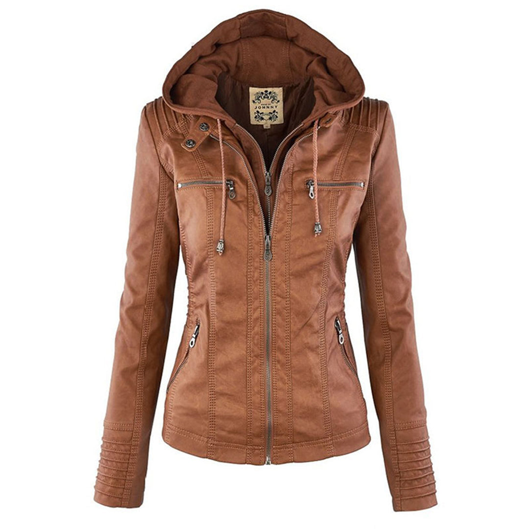 Damen Jacke mit mehreren Reißverschlüssen - Kapuze & Texturierte Oberbekleidung