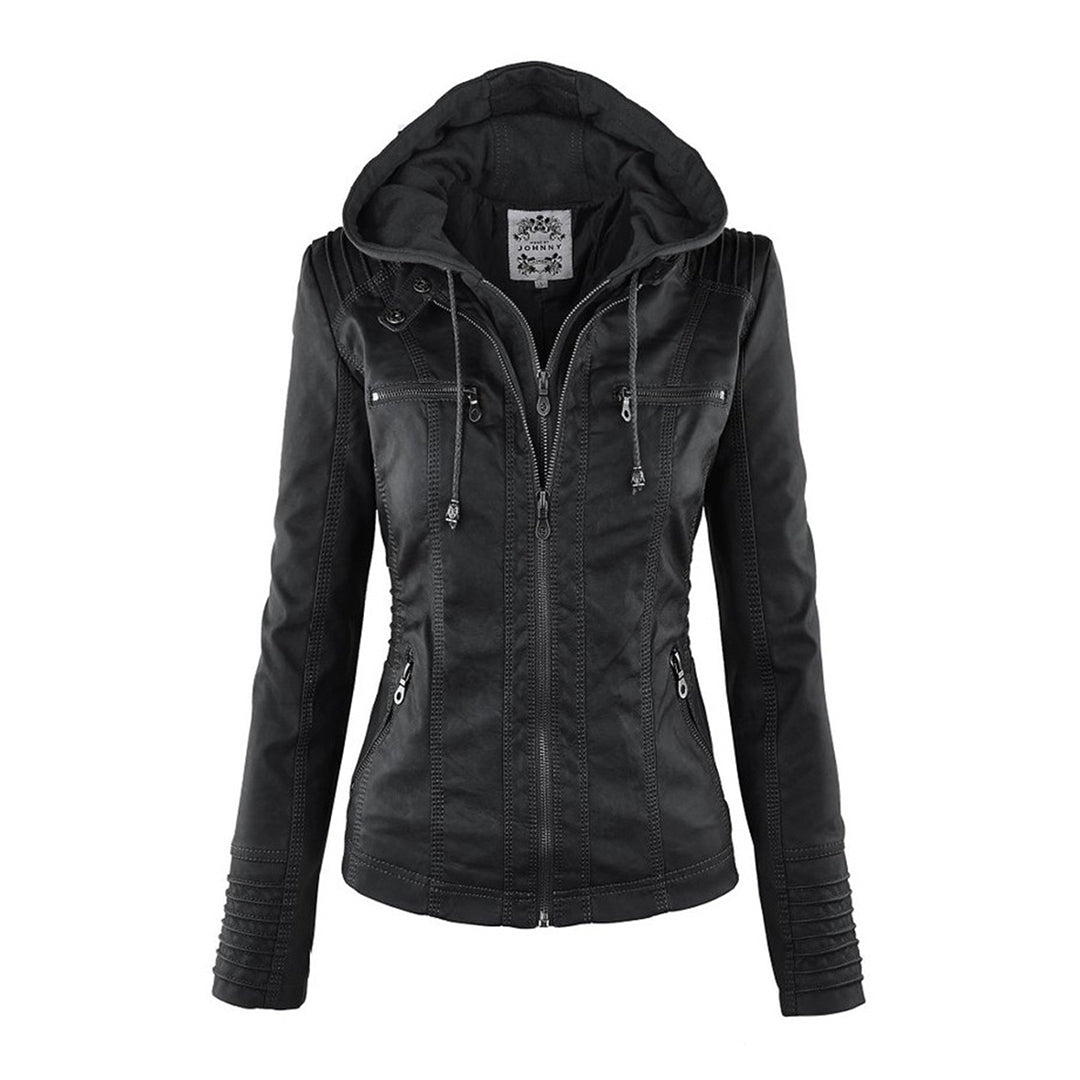 Damen Jacke mit mehreren Reißverschlüssen - Kapuze & Texturierte Oberbekleidung