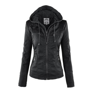 Damen Jacke mit mehreren Reißverschlüssen - Kapuze & Texturierte Oberbekleidung