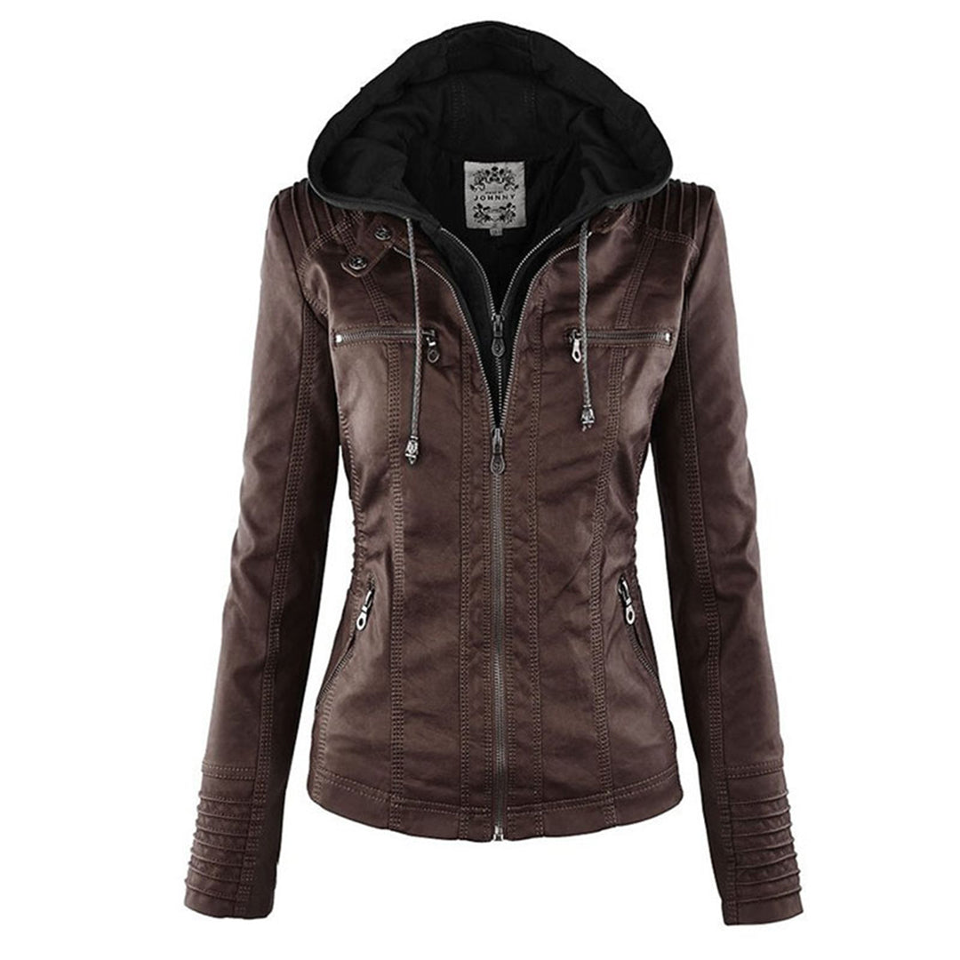 Damen Jacke mit mehreren Reißverschlüssen - Kapuze & Texturierte Oberbekleidung