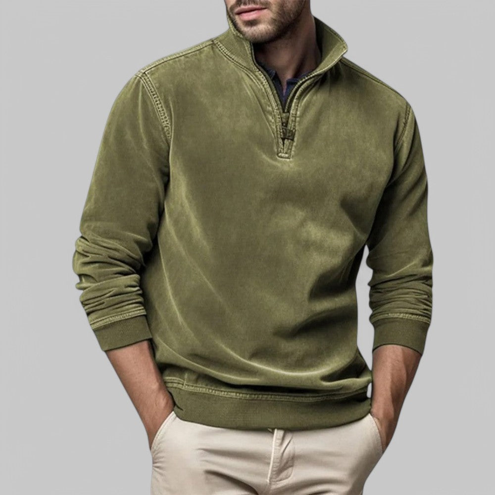 Herren Warmer Pullover - Stehkragen mit Quarter-Zip