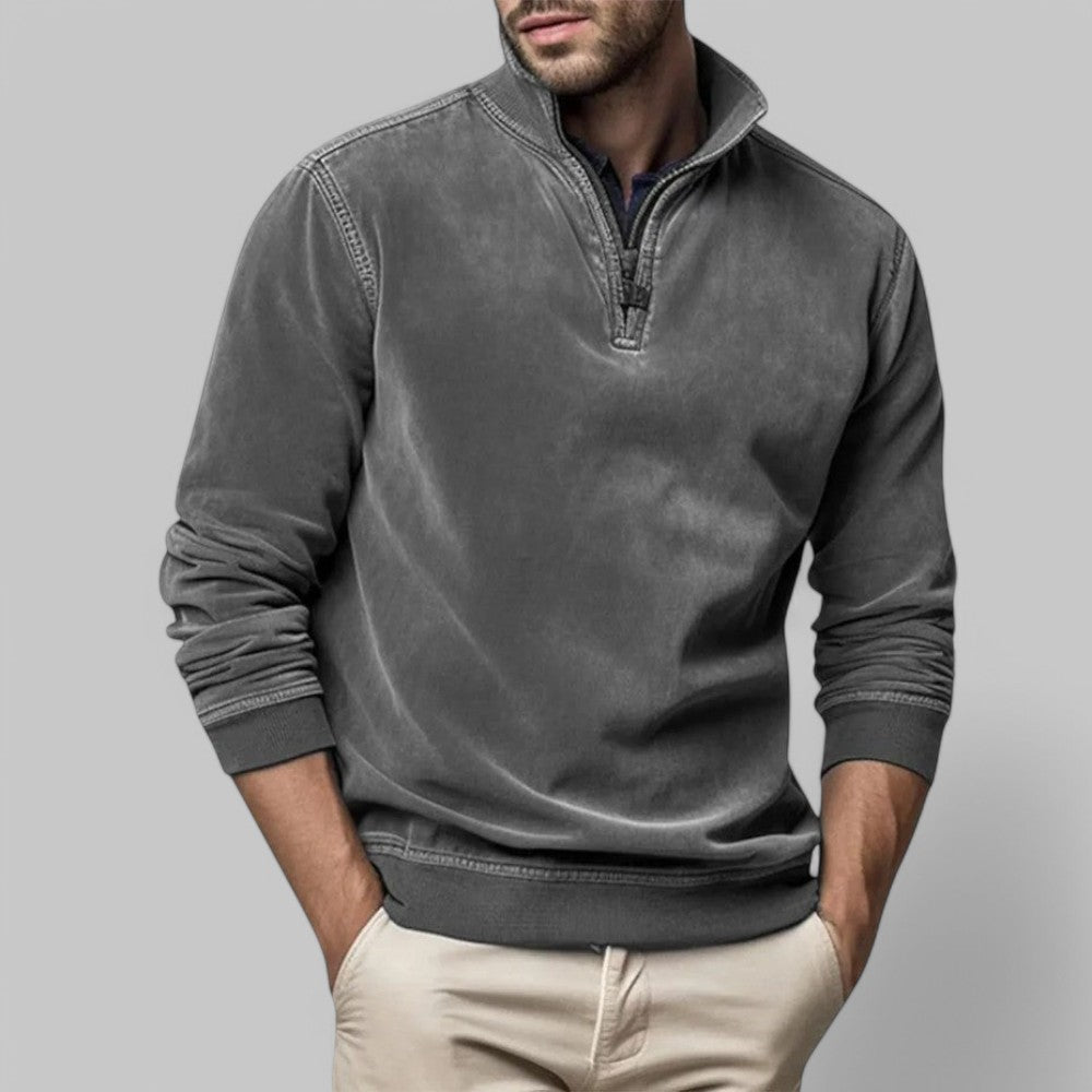 Herren Warmer Pullover - Stehkragen mit Quarter-Zip