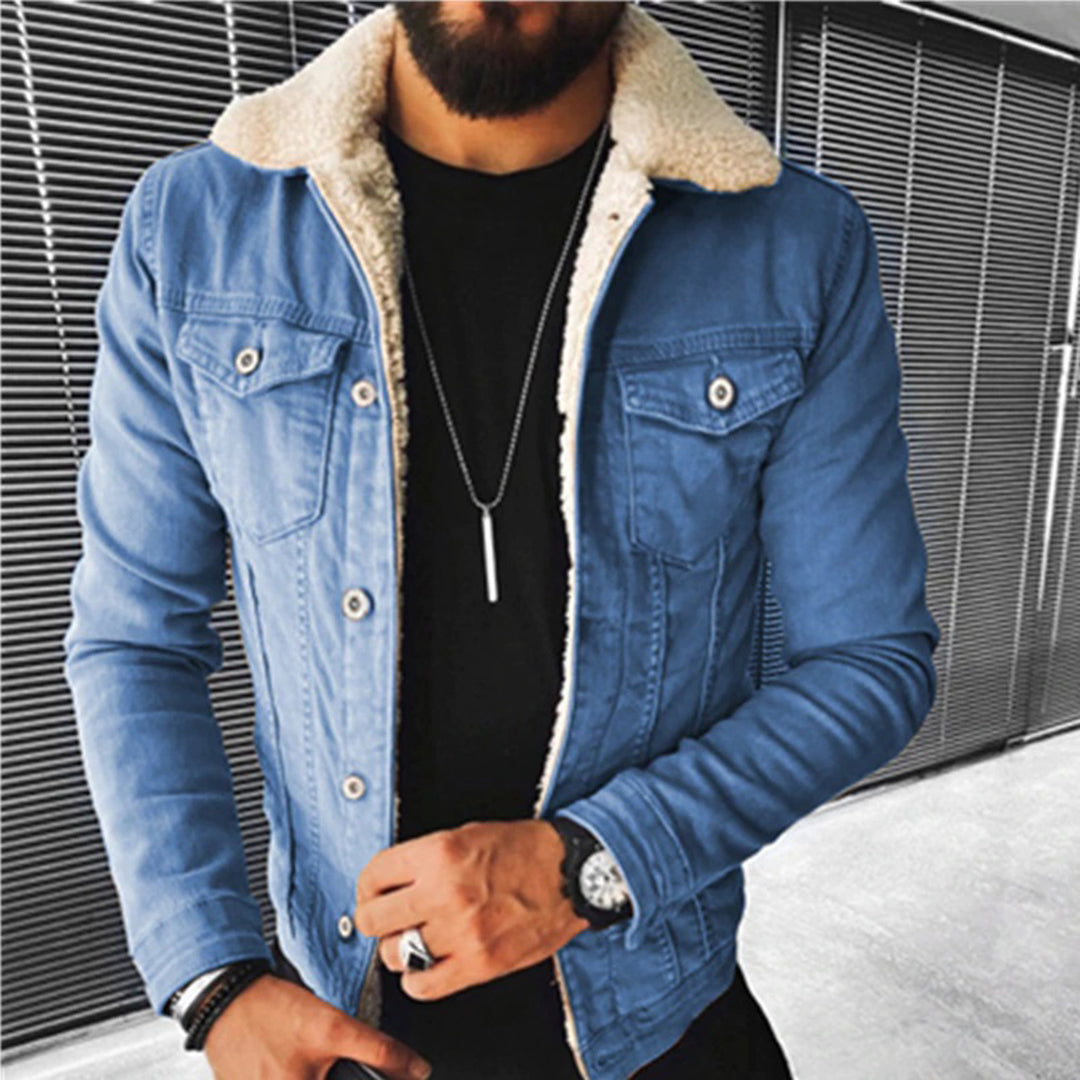 Herrarnas varma jeansjacka - design med mysigt foder