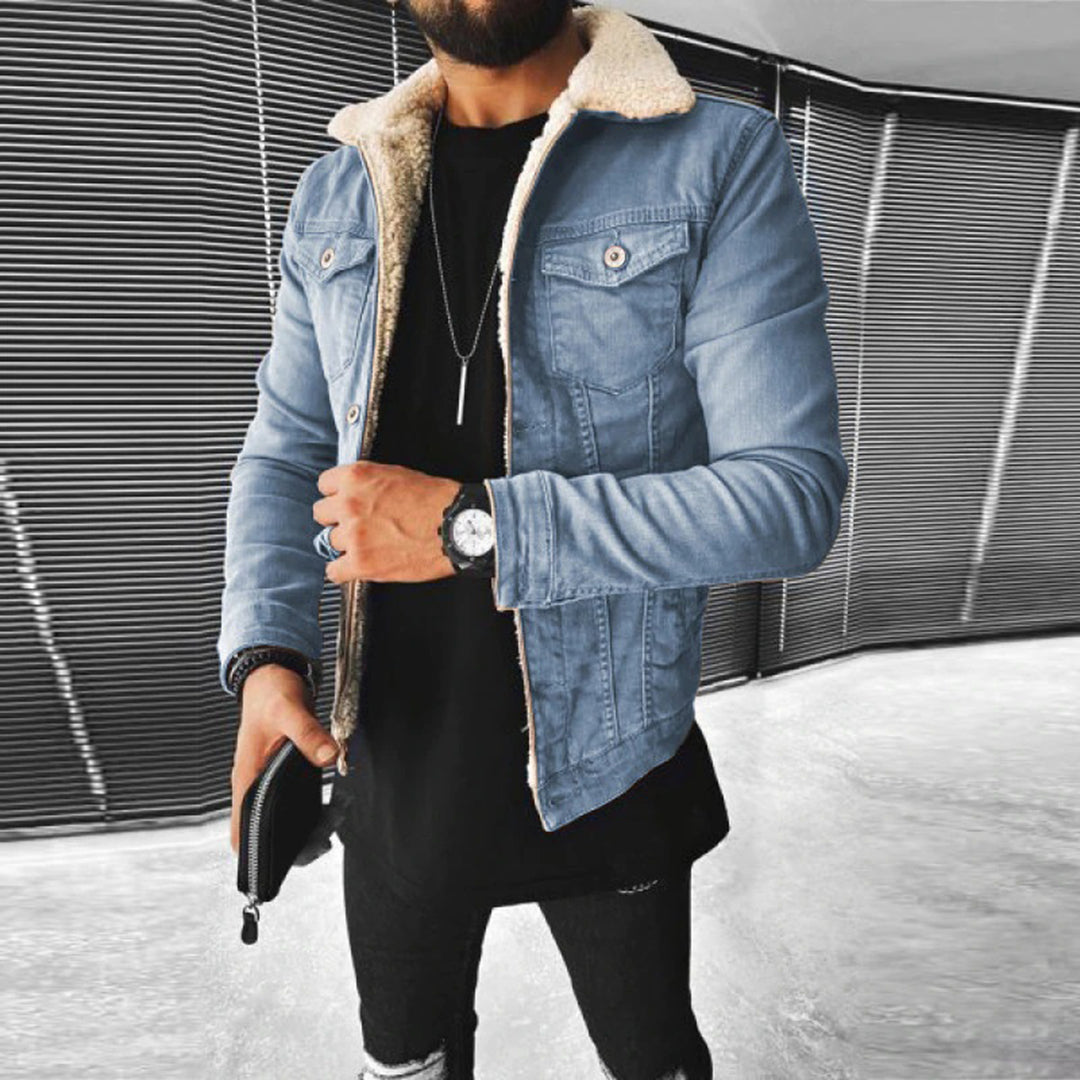 Herrarnas varma jeansjacka - design med mysigt foder