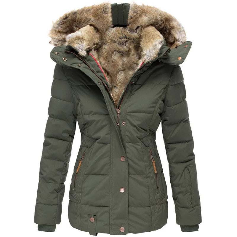 Damen Winter-Parka-Jacke - Gesteppt mit Kapuze
