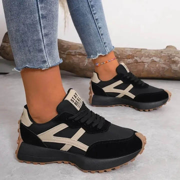 Damen Schnür-Sneaker - Chunky Sohle mit Kontrast-Panel