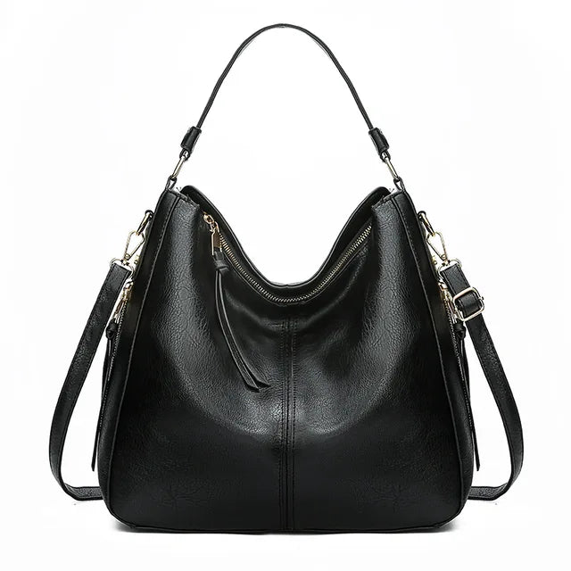 Damen Halbmond-Schultertasche - Hobo-Stil, Reißverschluss & Tragegriff