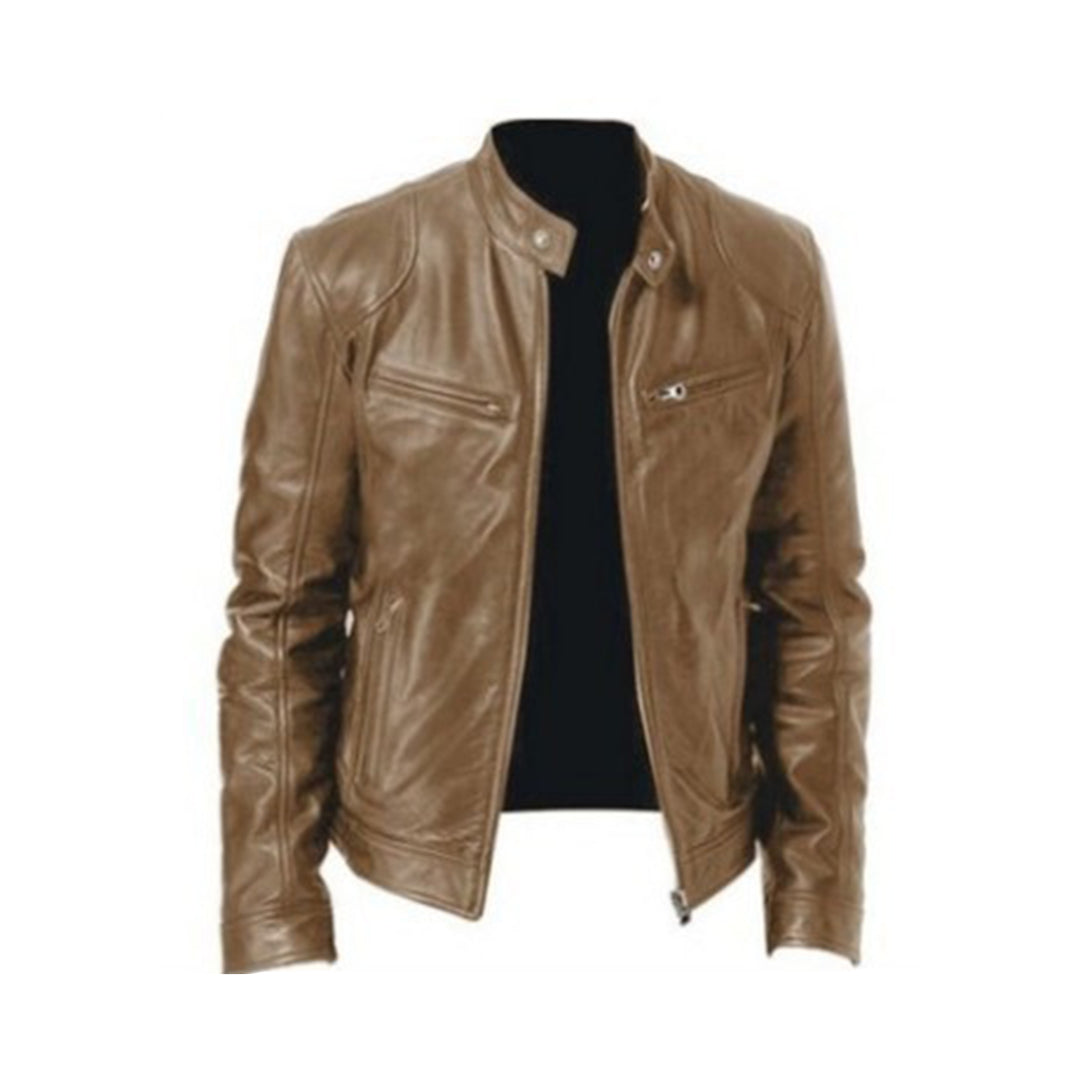 Men's jacket in moto style - high collar & zip pockets