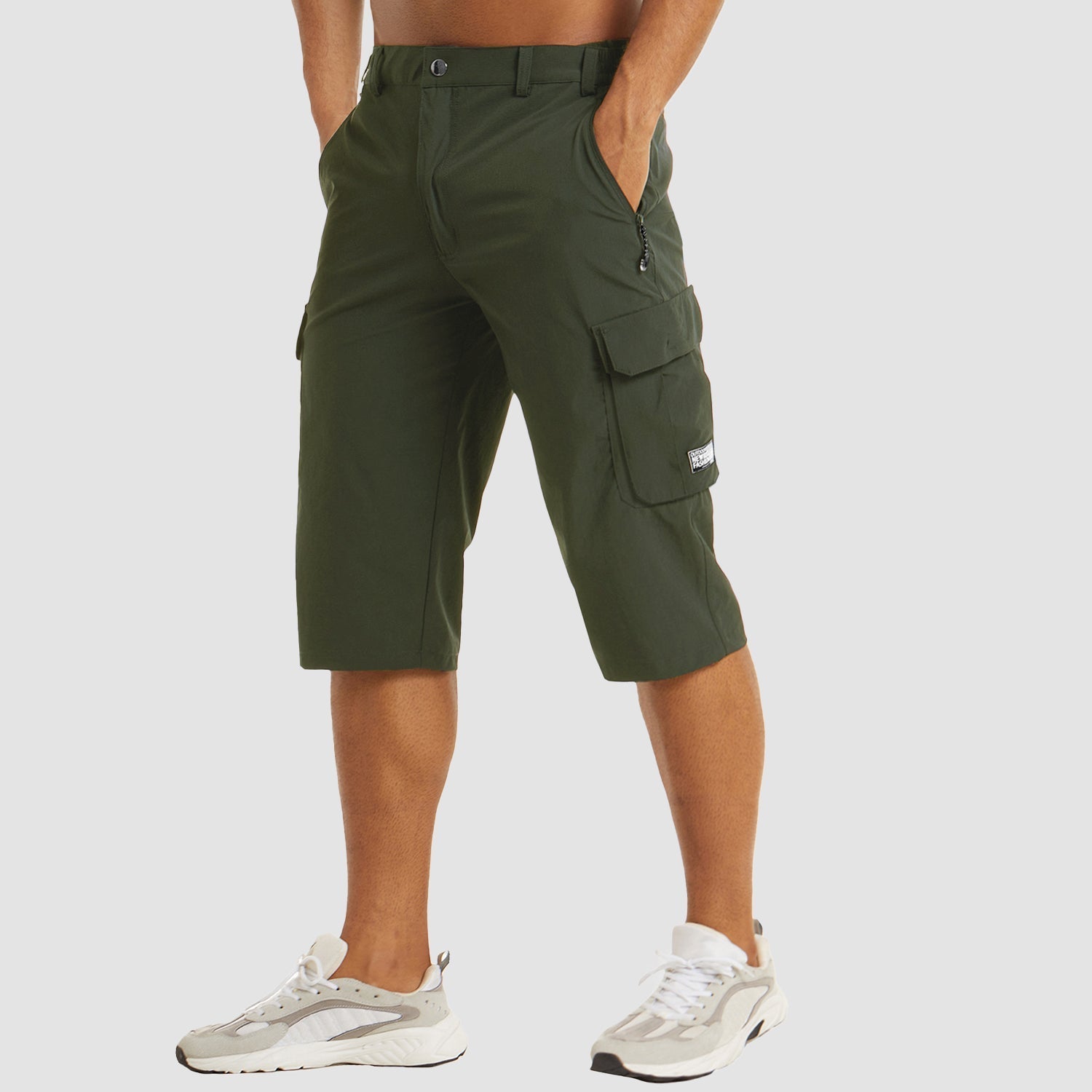 Men's Long Cargo Shorts - Relaxed Fit with Multi-Pocket