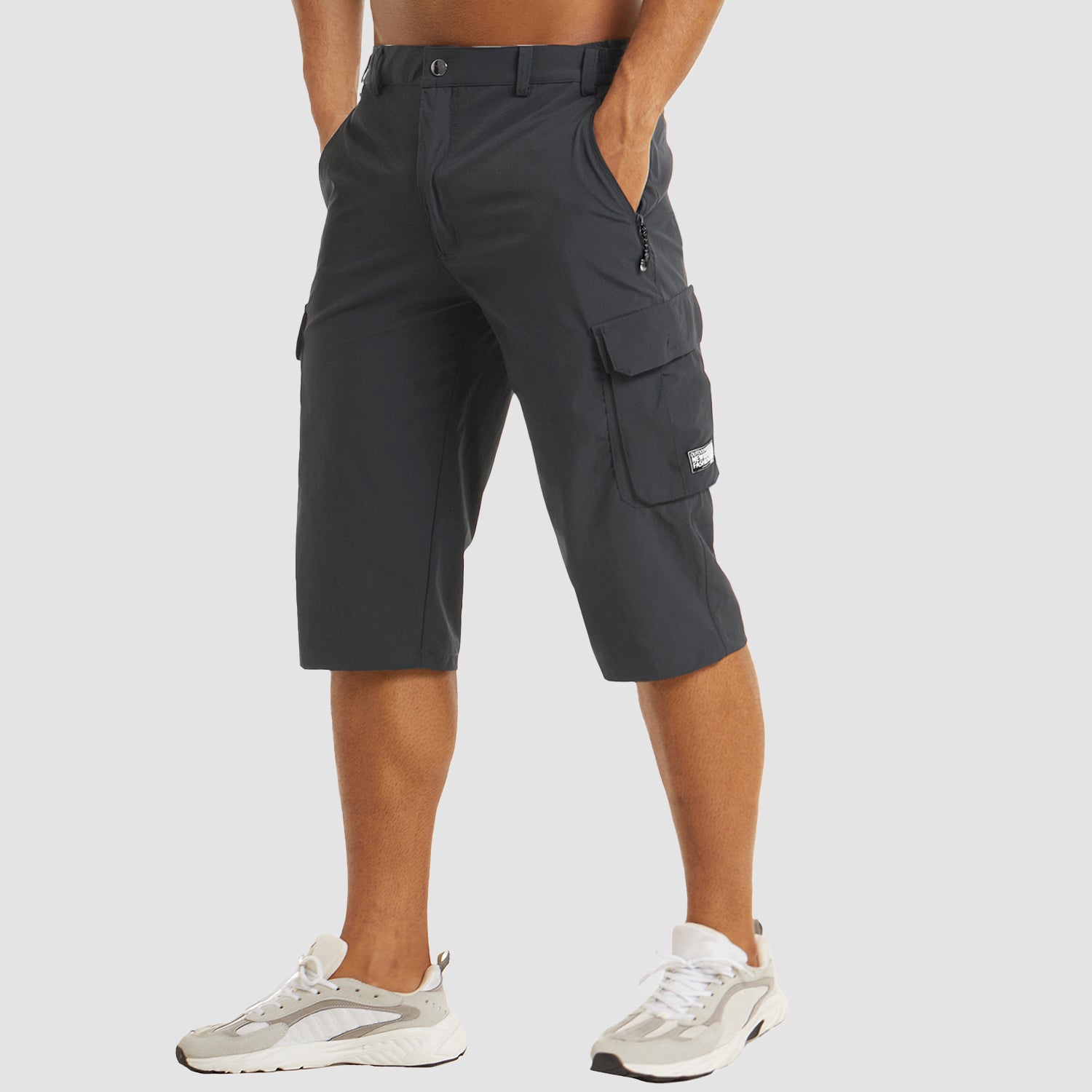 Men's Long Cargo Shorts - Relaxed Fit with Multi-Pocket