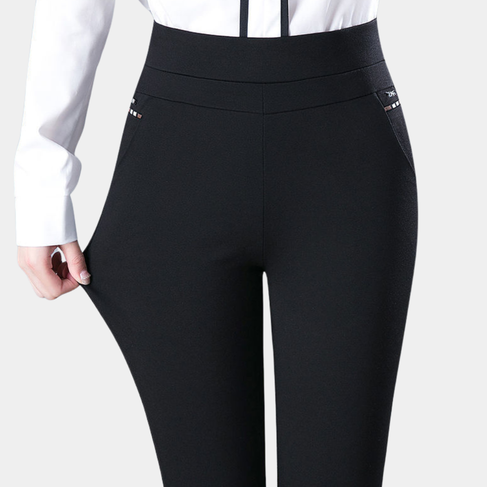Damen Schwarze Schmale Passform Arbeitshose - High Waisted & Stretch
