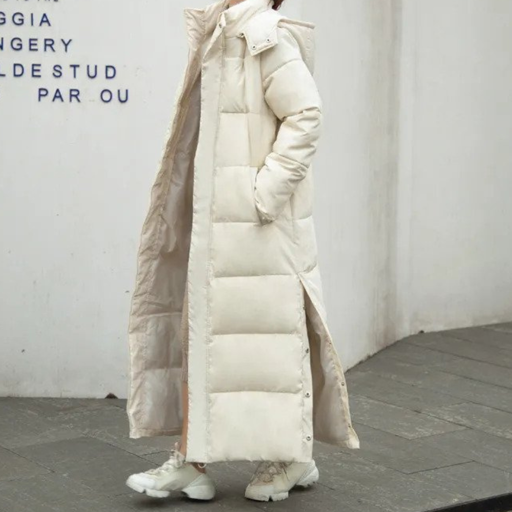 Abrigo maxi acolchado para mujer - Capucha con cremallera continua