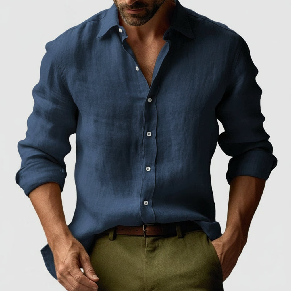 Men's Linen Shirt - Button-Up & Relaxed Fit