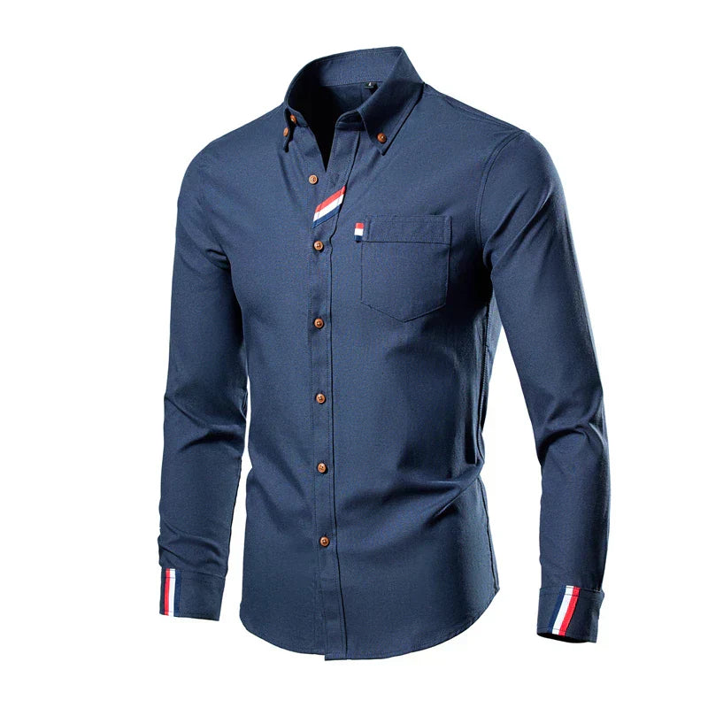 Herren Langarmhemd - Slim Fit mit Streifen-Detail
