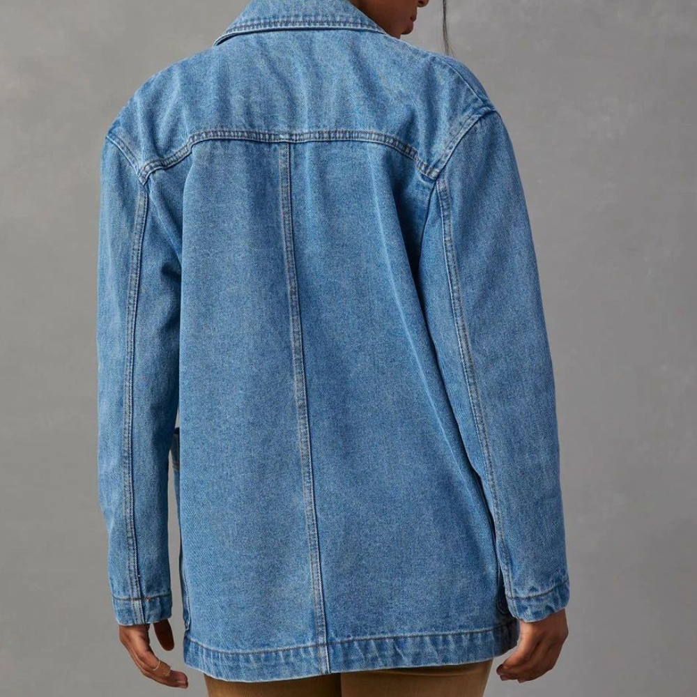 Women's denim jacket in vintage style - stylish oversized cut