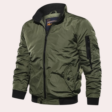 Men's Windproof Bomber Jacket - Zipper with Sleeve Pocket