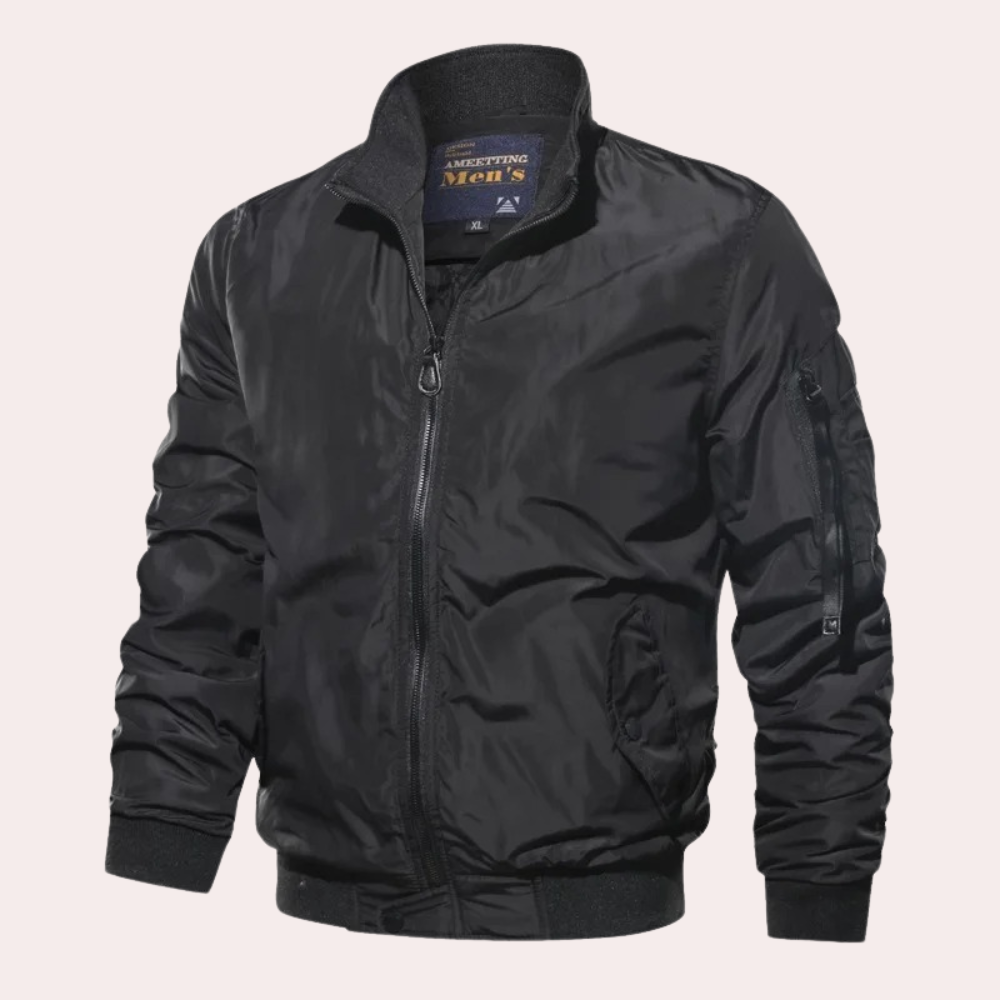 Men's Windproof Bomber Jacket - Zipper with Sleeve Pocket