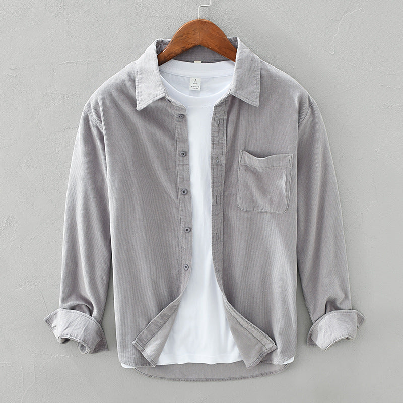 Herren Cord Button-Down Hemd - Overshirt in lockerer Passform